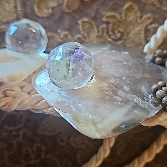 NOS 90s Shell Crystal Braided Sash Belt Embellished Braided Rope Belt New Vtg - Picture 7 of 14